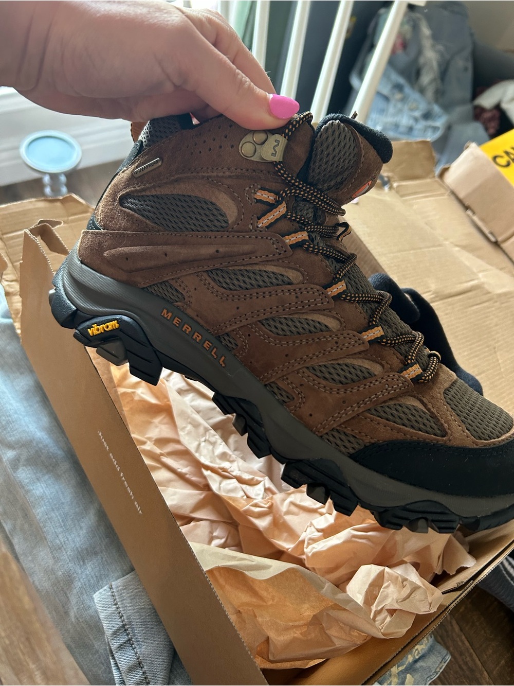 Merrell Brown and Black Mid-Height Hiking Boot - Picture 4 of 4
